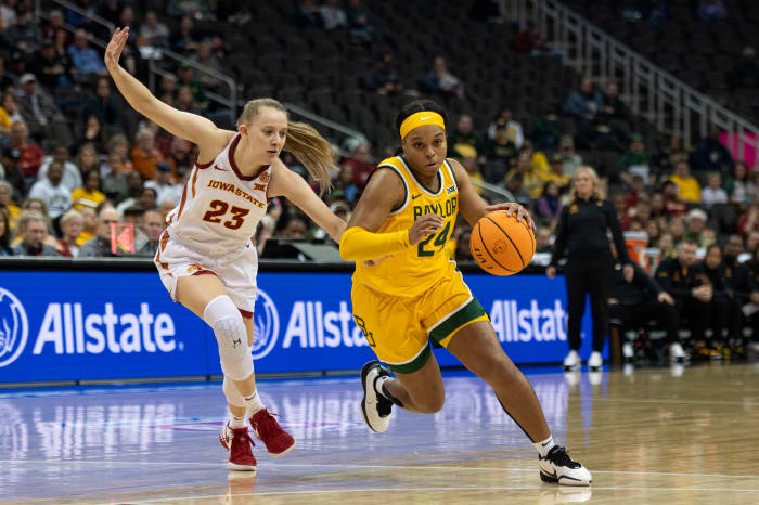 Baylor guard Sarah Andrews (right) was named 6A District 6 MVP at MacArthur High School in Irving, Texas, rising to become the nation's No. 2 rated point guard as a senior.